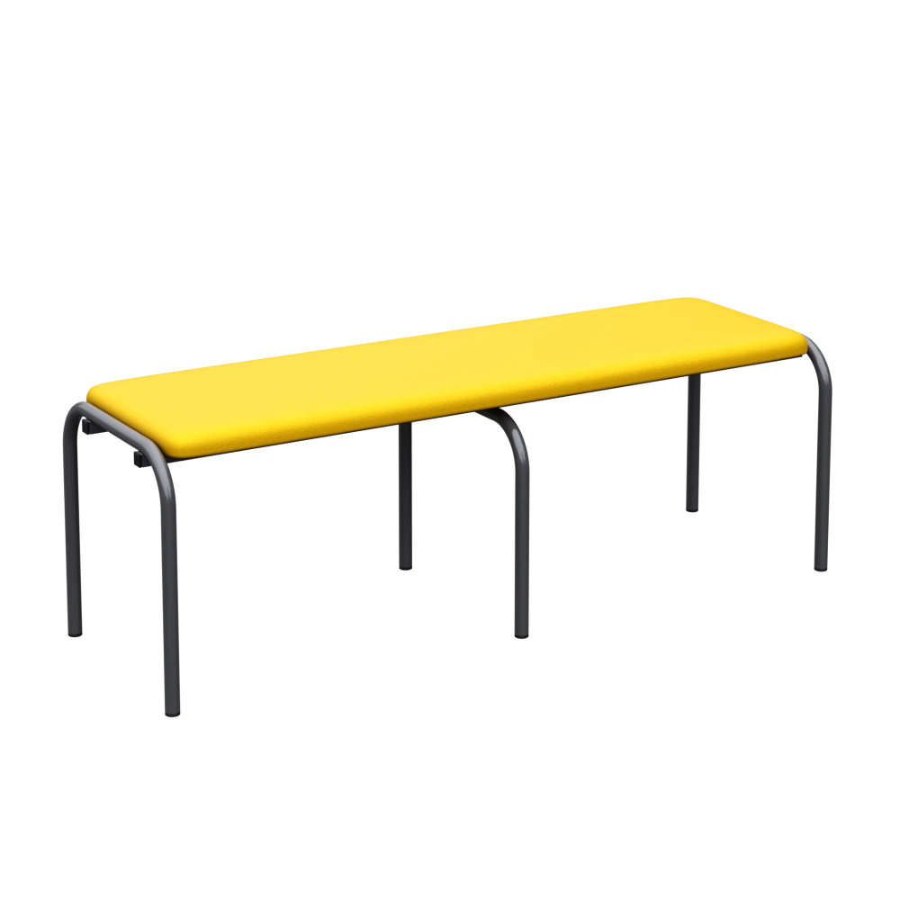 Children's Dressing Room Bench on a Metal Frame; Yellow, Graphite, 220 mm Children's Dressing Room Bench on a Metal Frame; Yellow, Graphite, 220 mm
