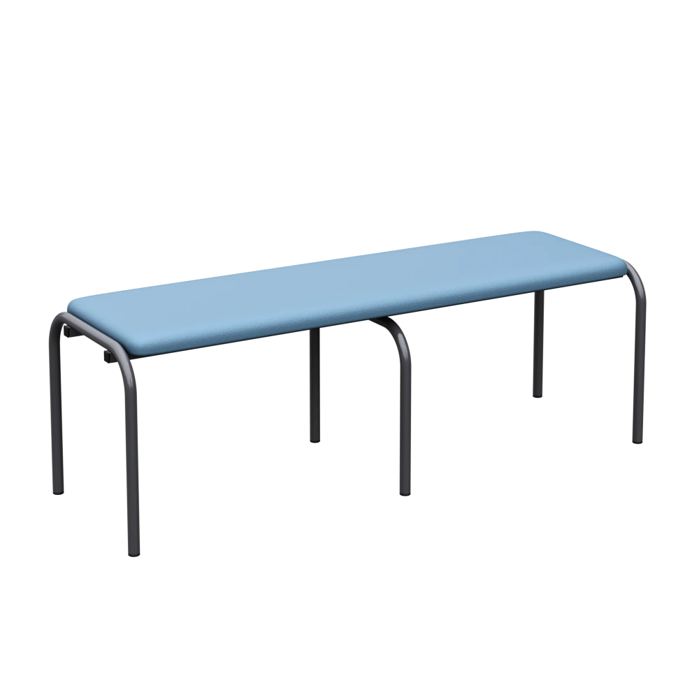 Children's Dressing Room Bench on a Metal Frame; Blue, Graphite, 340 mm