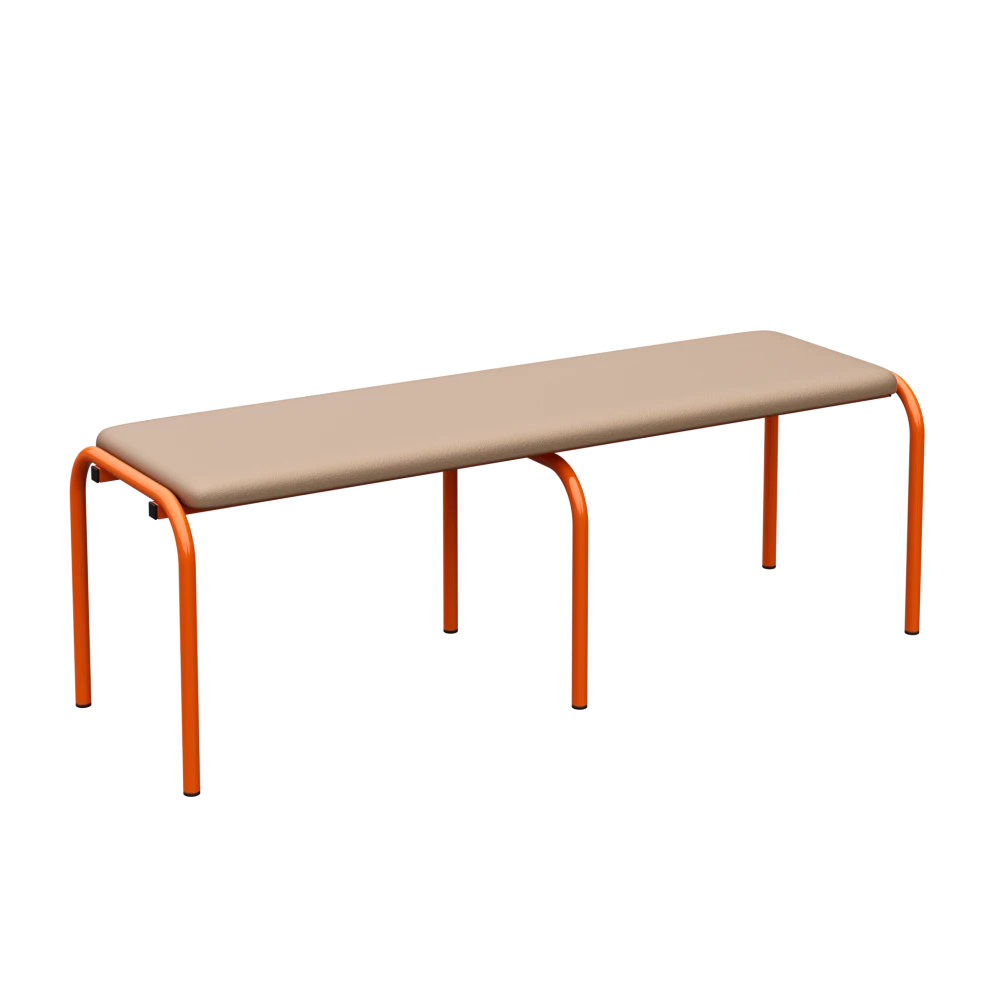 Children's Dressing Room Bench on a Metal Frame; Beige, Orange, 260 mm