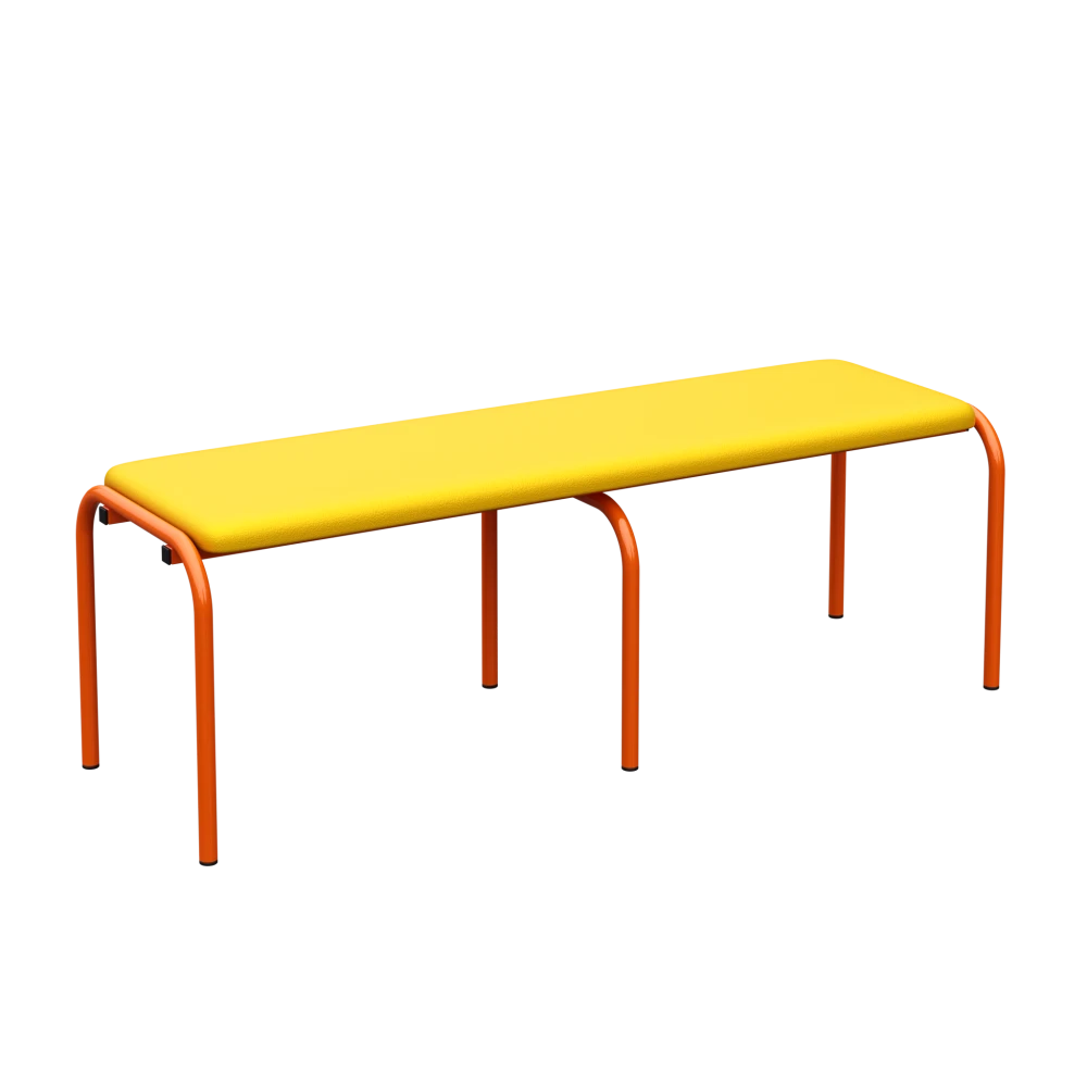 Children's Dressing Room Bench on a Metal Frame; Yellow, Orange, 220 mm