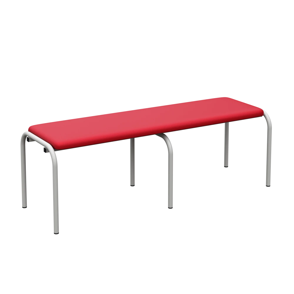 Children's Dressing Room Bench on a Metal Frame; Red, Gray, 260 mm
