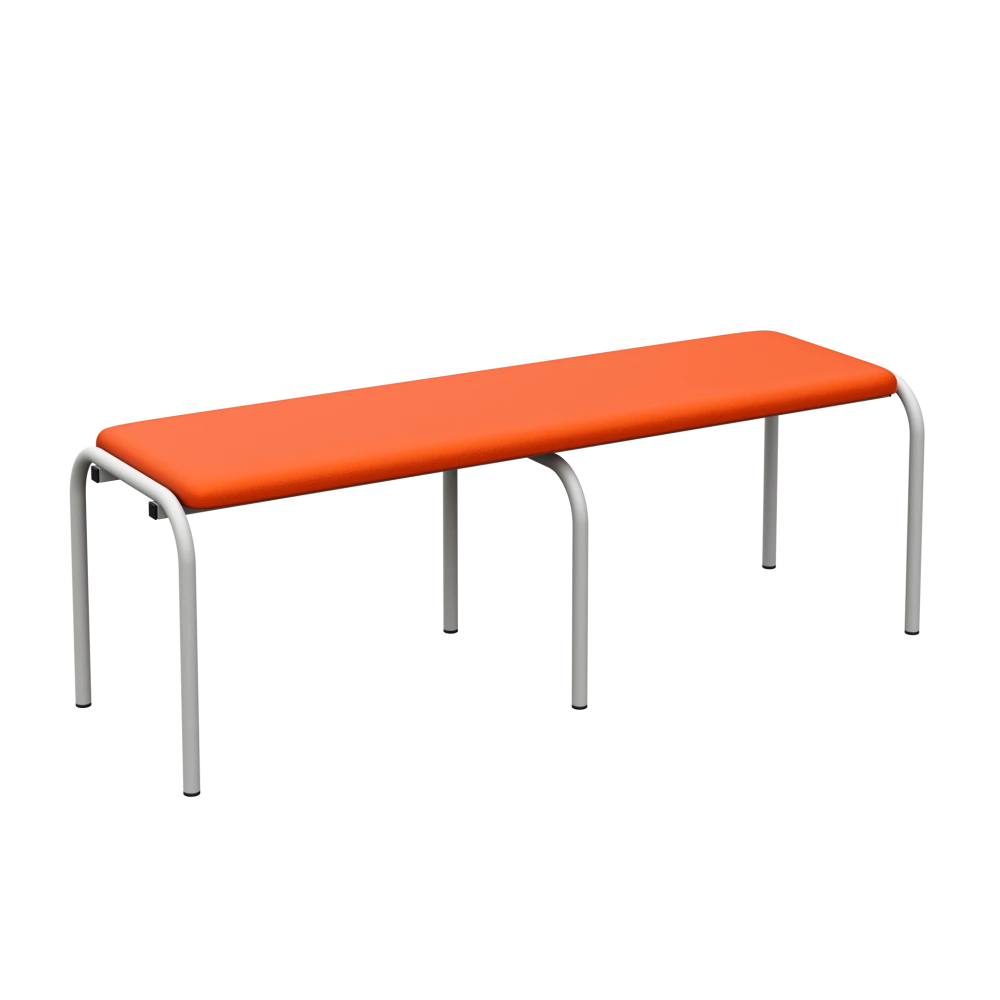Children's Dressing Room Bench on a Metal Frame; Orange, Gray, 340 mm