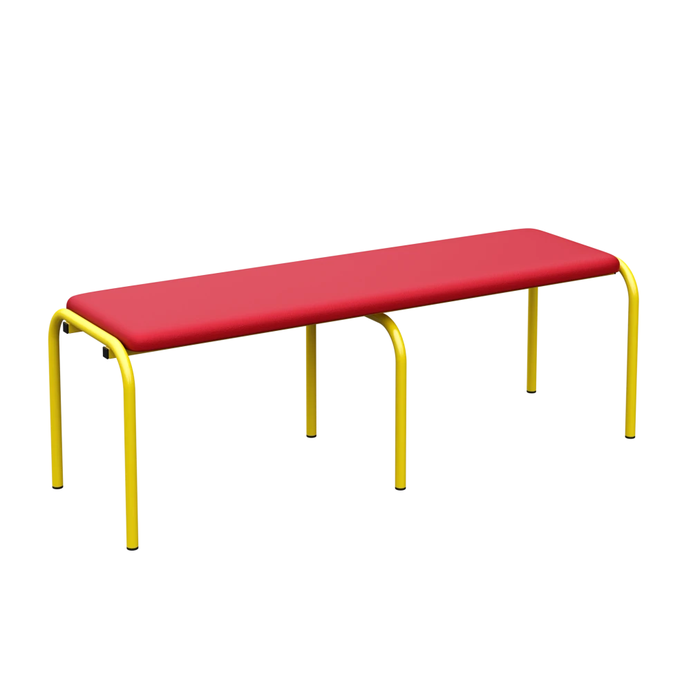 Лавка детская для раздевалки на металлическом каркасе; Красный, Жёлтый, 220 мм Лавка детская для раздевалки на металлическом каркасе; Красный, Жёлтый, 220 мм
