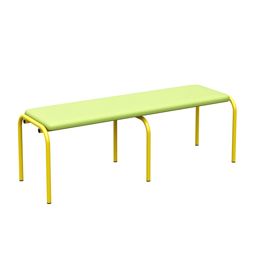 Children's Dressing Room Bench on a Metal Frame; Light Green, Yellow, 260 mm