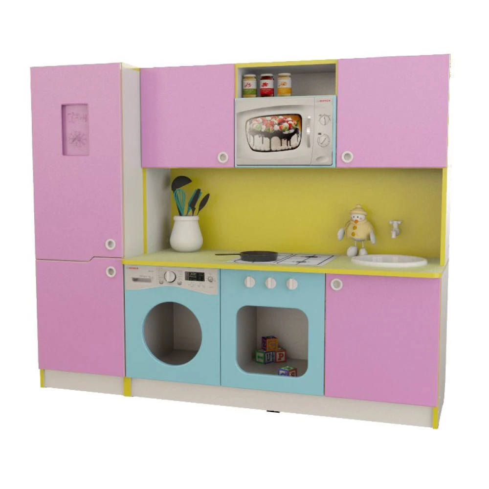 "Margarita MDF" Play Kitchen Green water / Yellow / Blue / Pink "Margarita MDF" Play Kitchen Green water / Yellow / Blue / Pink