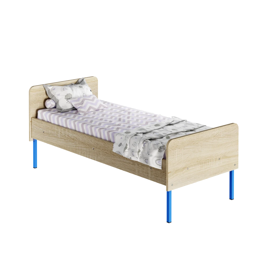 Ліжко дитяче одномісне Дуб сонома, Блакитний Ліжко дитяче одномісне Дуб сонома, Блакитний