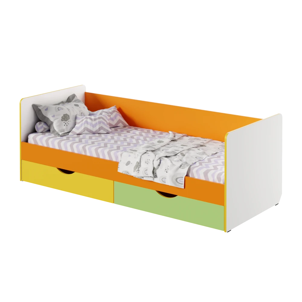 Ліжко одномісне для будинку Лайм / Апельсин / Жовтий Ліжко одномісне для будинку Лайм / Апельсин / Жовтий