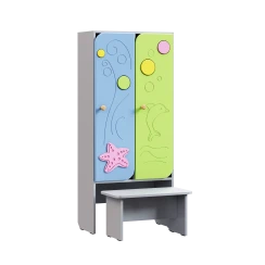 "Sea wave" Children's Sectional Cabinet for the Dressing Room with a Bench