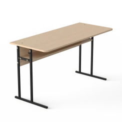 Стіл учнівський двомісний Дуб молочний, Чорний з полицею