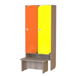 Шкаф детский секционный для раздевалки "Неон" с лавкой Дуб сонома Шкаф детский секционный для раздевалки "Неон" с лавкой Дуб сонома