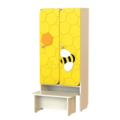 "Honey Bee" Children's Sectional Cabinet for the Dressing Room with a Bench