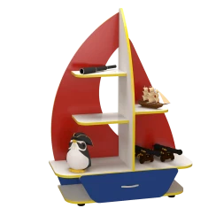 Sailboat Toy Cabinet Blue / Red 
