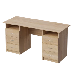 Working Table with 2 Shelves and 6 Drawers P 465 Sonoma Oak